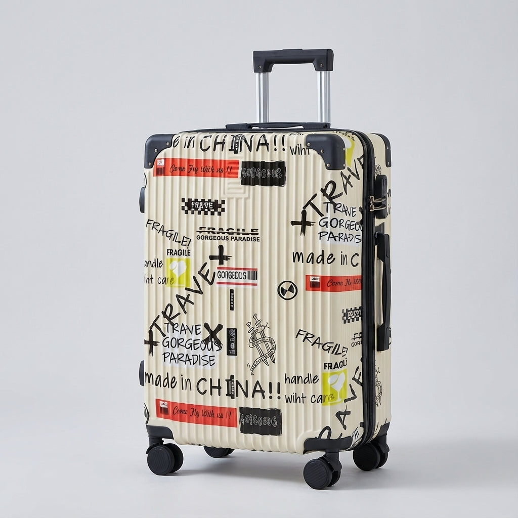 Suitcase with Eye-Catching Print - Hard Shell Protection