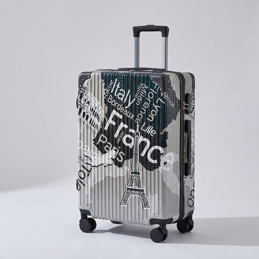 Suitcase with Eye-Catching Print - Hard Shell Protection