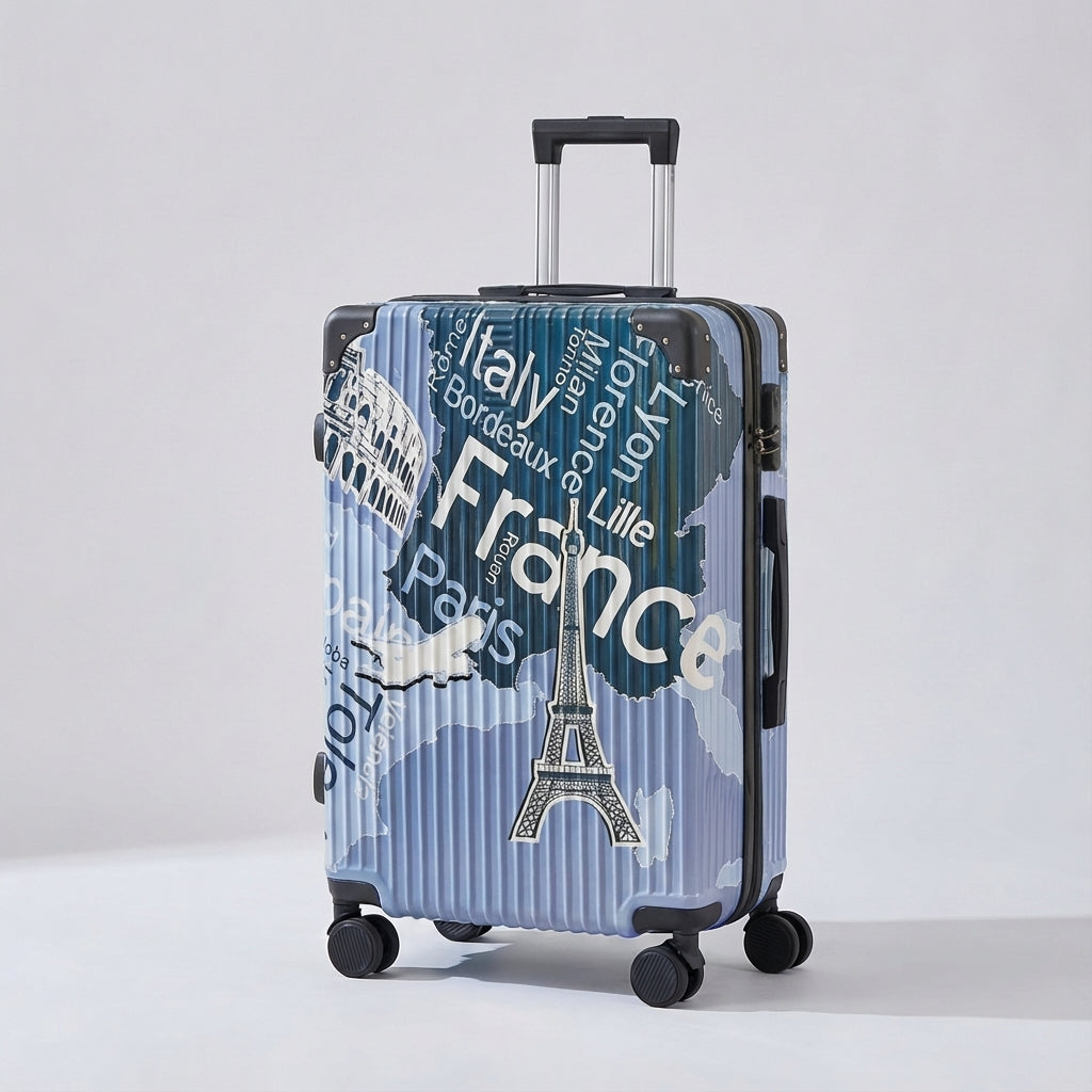 Suitcase with Eye-Catching Print - Hard Shell Protection