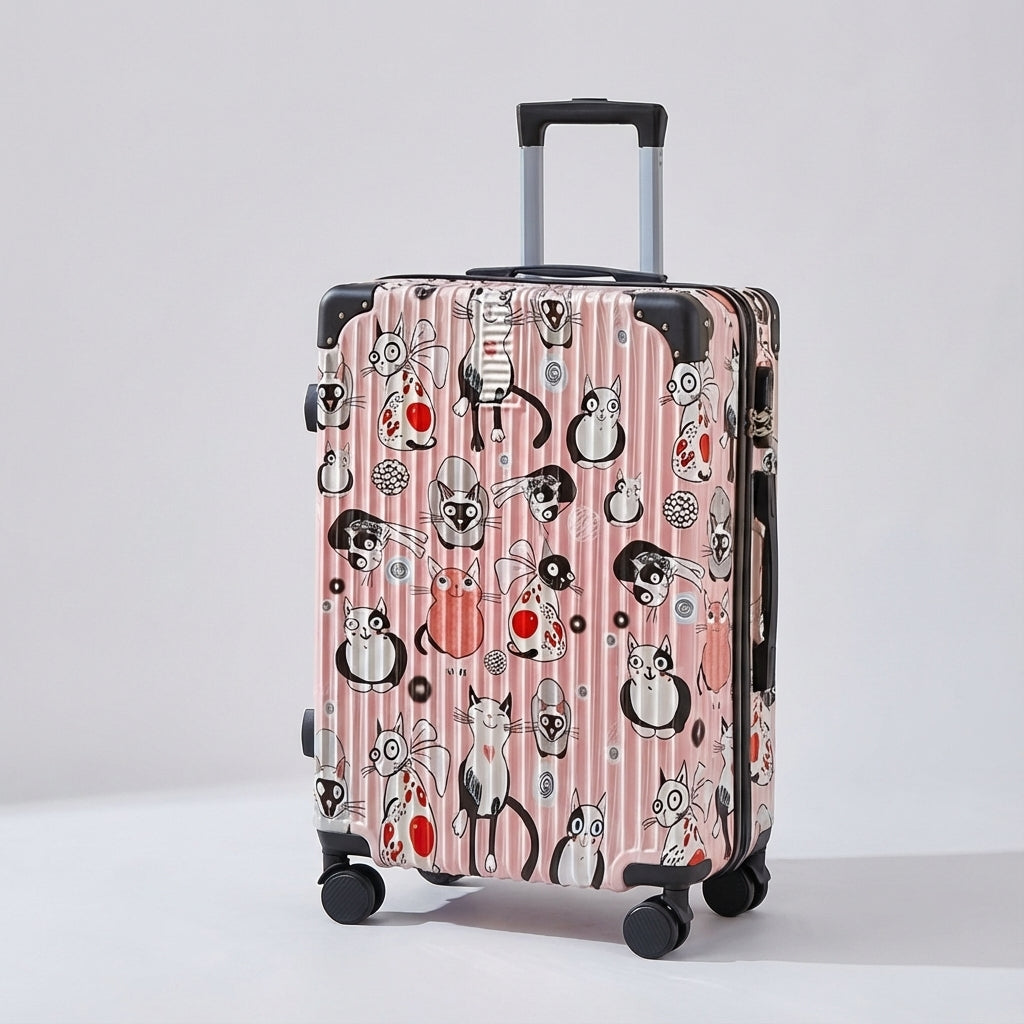 Suitcase with Eye-Catching Print - Hard Shell Protection