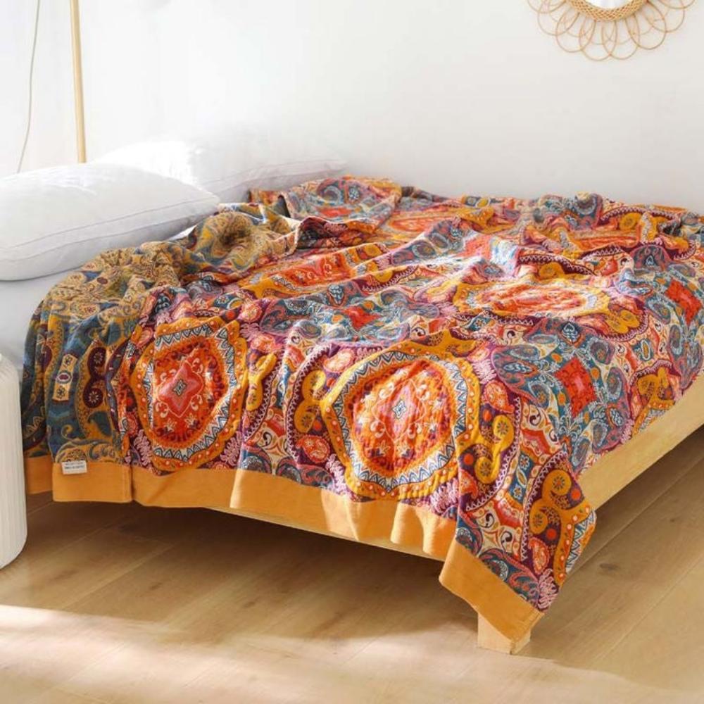 Sunrise Boho-Style Reversible Blanket