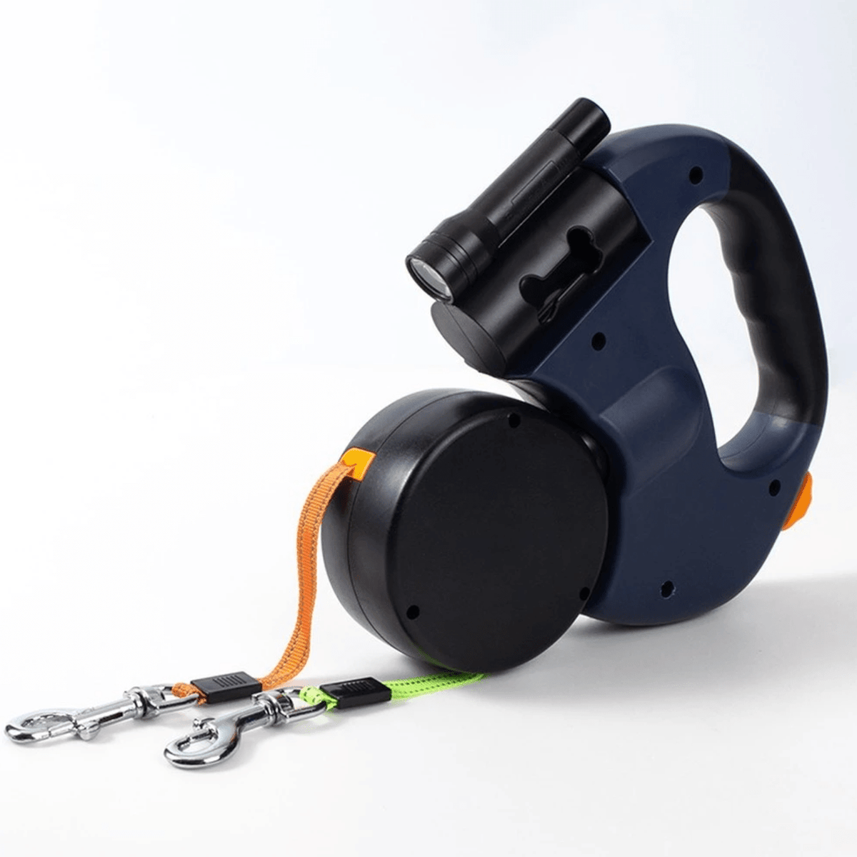 Tangle-Free Dual Dog Leash with Flashlight