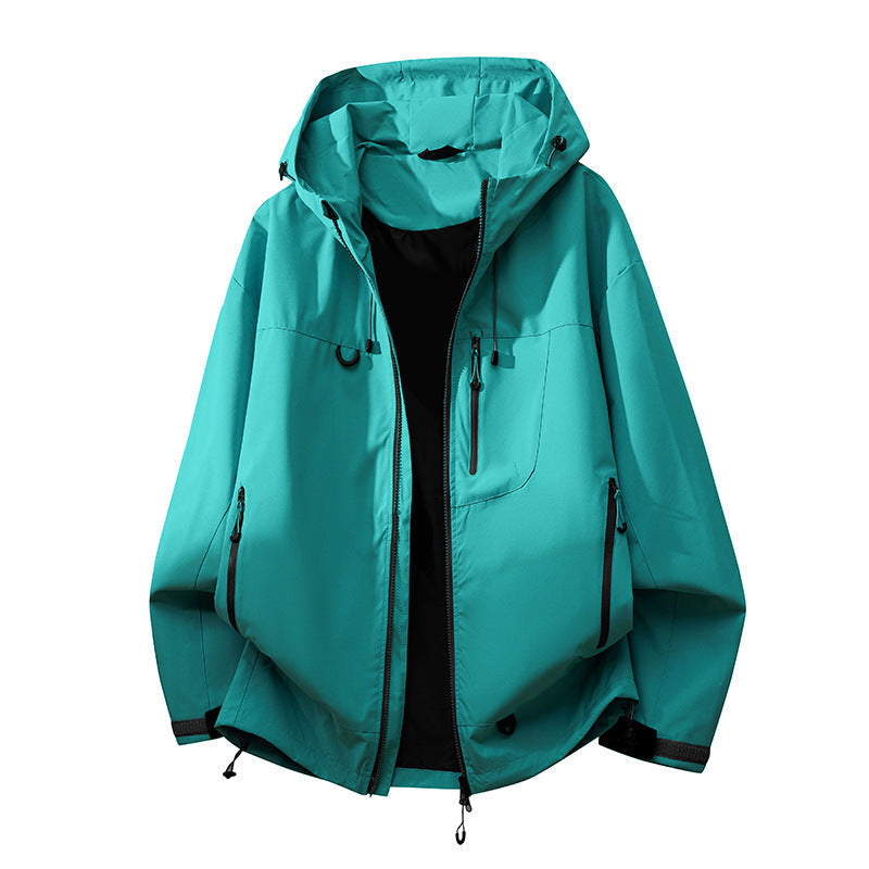 Technical Outdoor Jacket with Multifunctional Pockets and Adjustable Hood