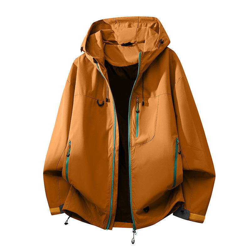 Technical Outdoor Jacket with Multifunctional Pockets and Adjustable Hood