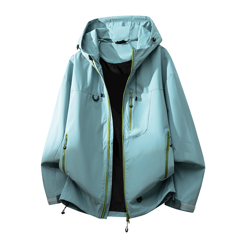 Technical Outdoor Jacket with Multifunctional Pockets and Adjustable Hood