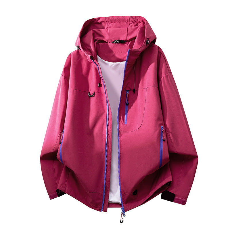 Technical Outdoor Jacket with Multifunctional Pockets and Adjustable Hood