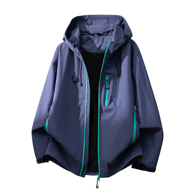 Technical Outdoor Jacket with Multifunctional Pockets and Adjustable Hood