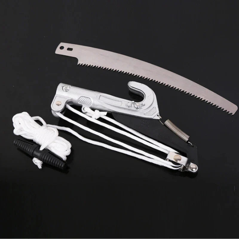 Telescopic Pole Tree Pruner with Rope Pulley System and SK5 Steel Blade for Fruit Trees and High Branches