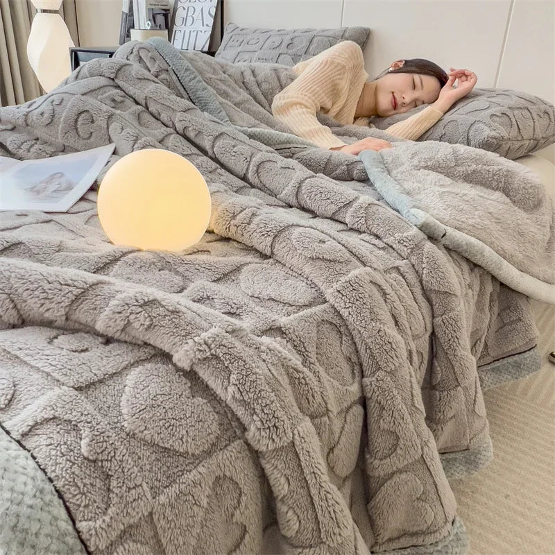 Thick Heart Fleece Blanket