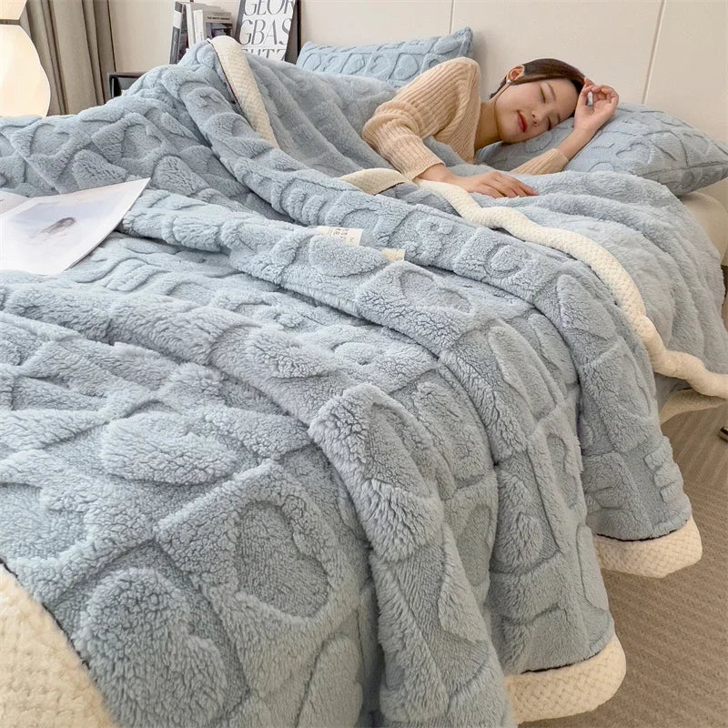 Thick Heart Fleece Blanket