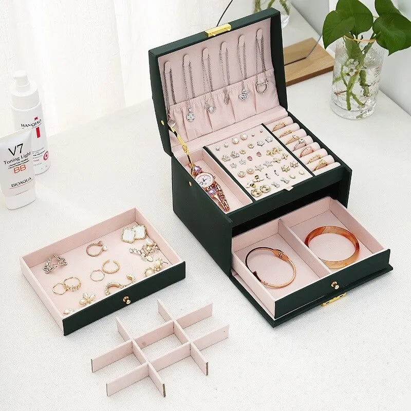 Three-Layer Jewelry Box for Organized Storage