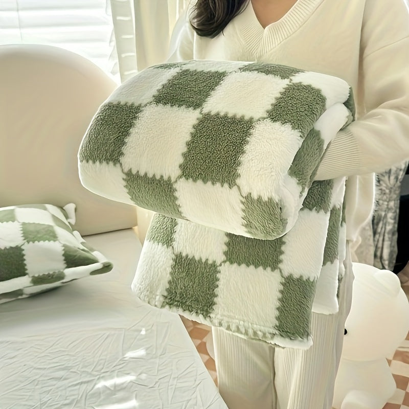 Traditional Plaid Flannel Blanket - Red/White or Black/White - Warm and Washable