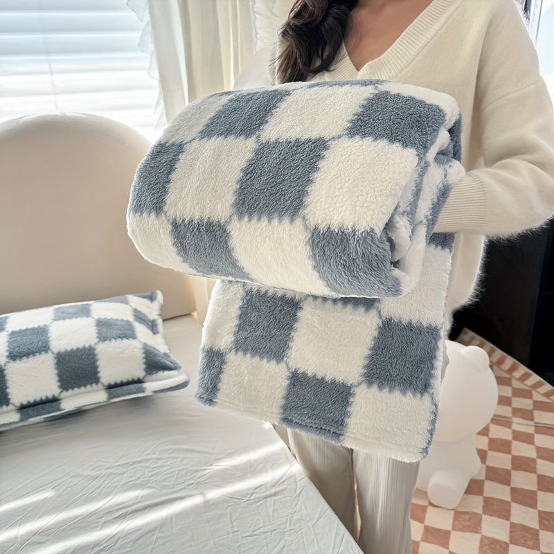 Traditional Plaid Flannel Blanket - Red/White or Black/White - Warm and Washable