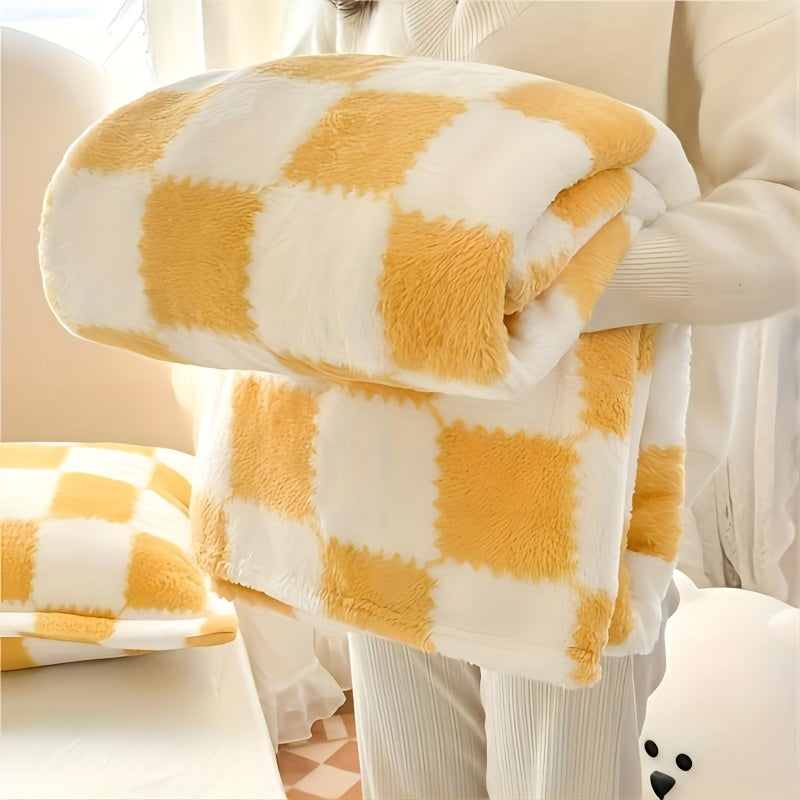 Traditional Plaid Flannel Blanket - Red/White or Black/White - Warm and Washable