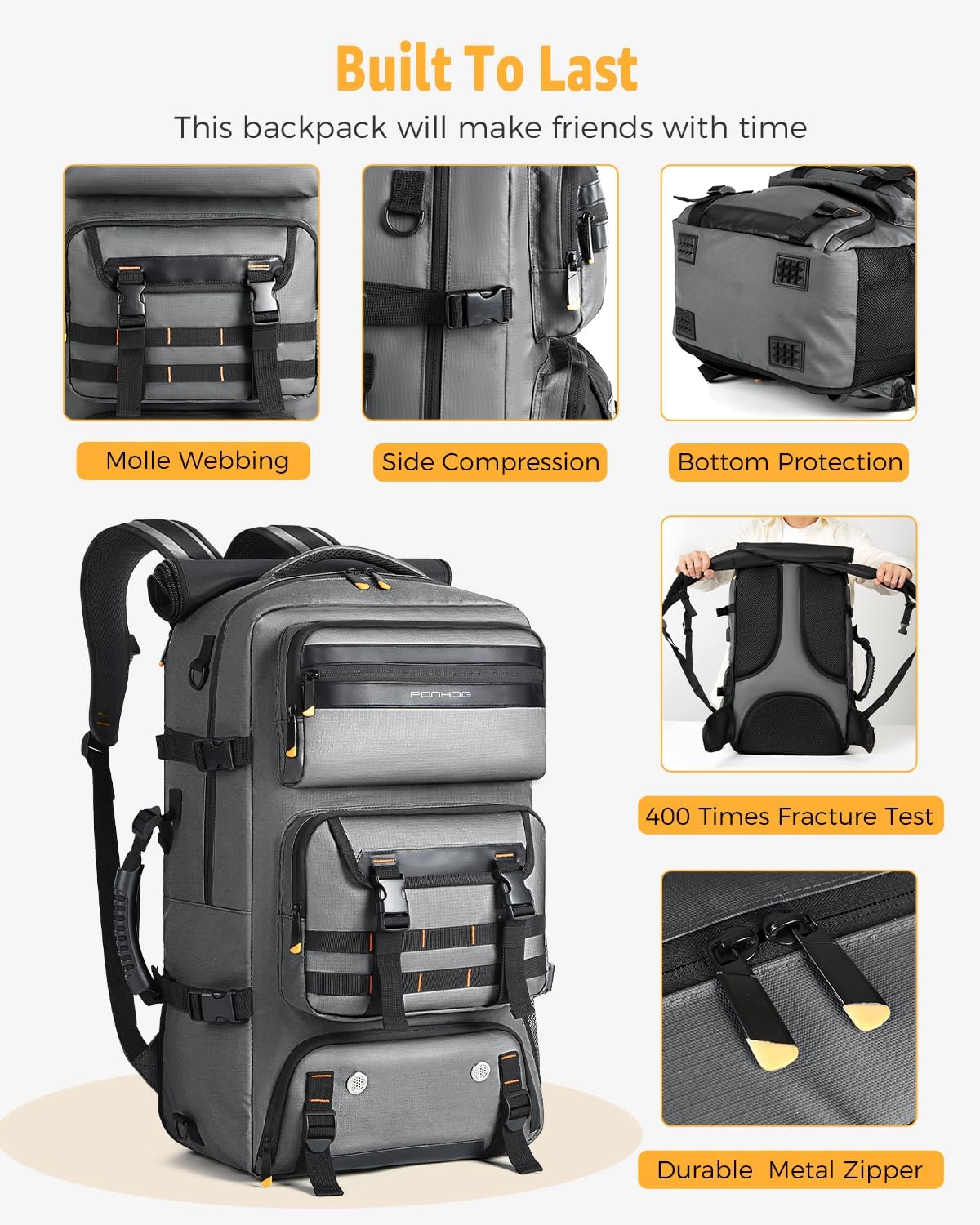 Travel Backpack - Carry-On Luggage with Shoe Compartment & USB Charging Port