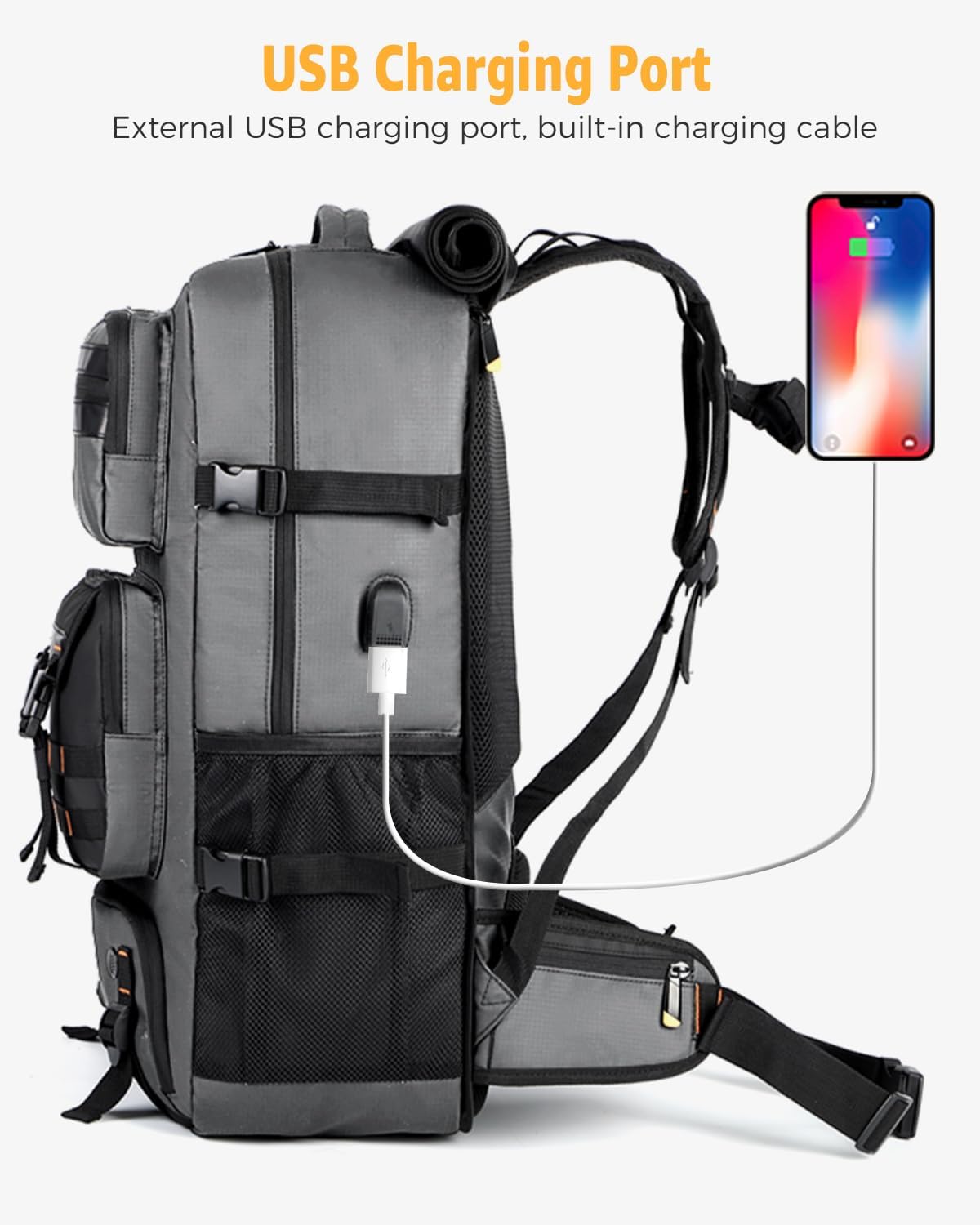 Travel Backpack - Carry-On Luggage with Shoe Compartment & USB Charging Port