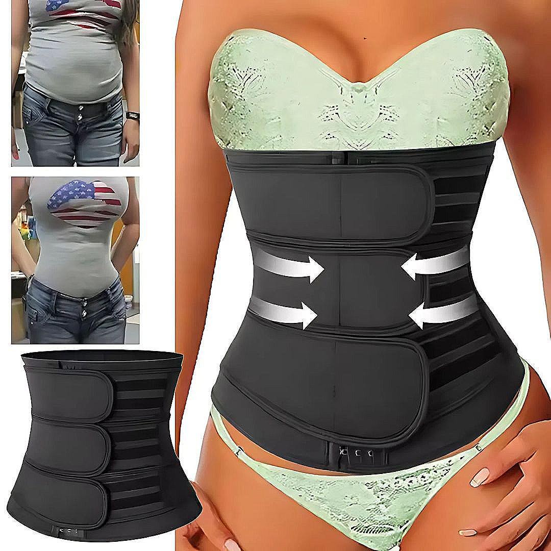 Triple Compression Waist Trimmer Belt in Breathable Neoprene for Post-Workout and Postpartum Use