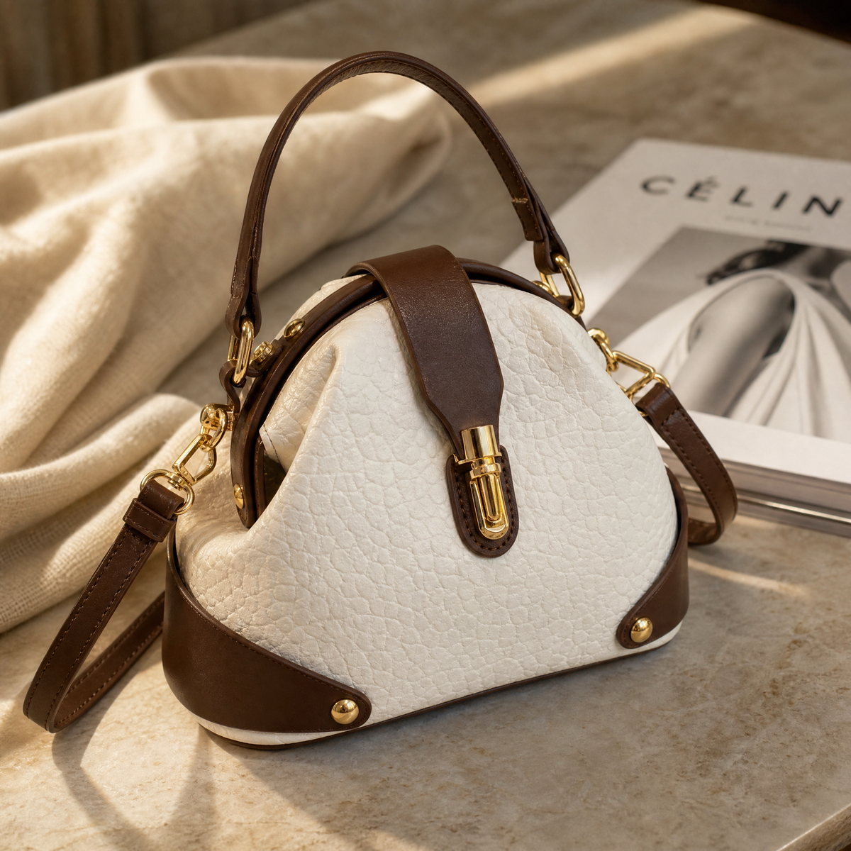 Two-Tone Day-to-Night Handbag