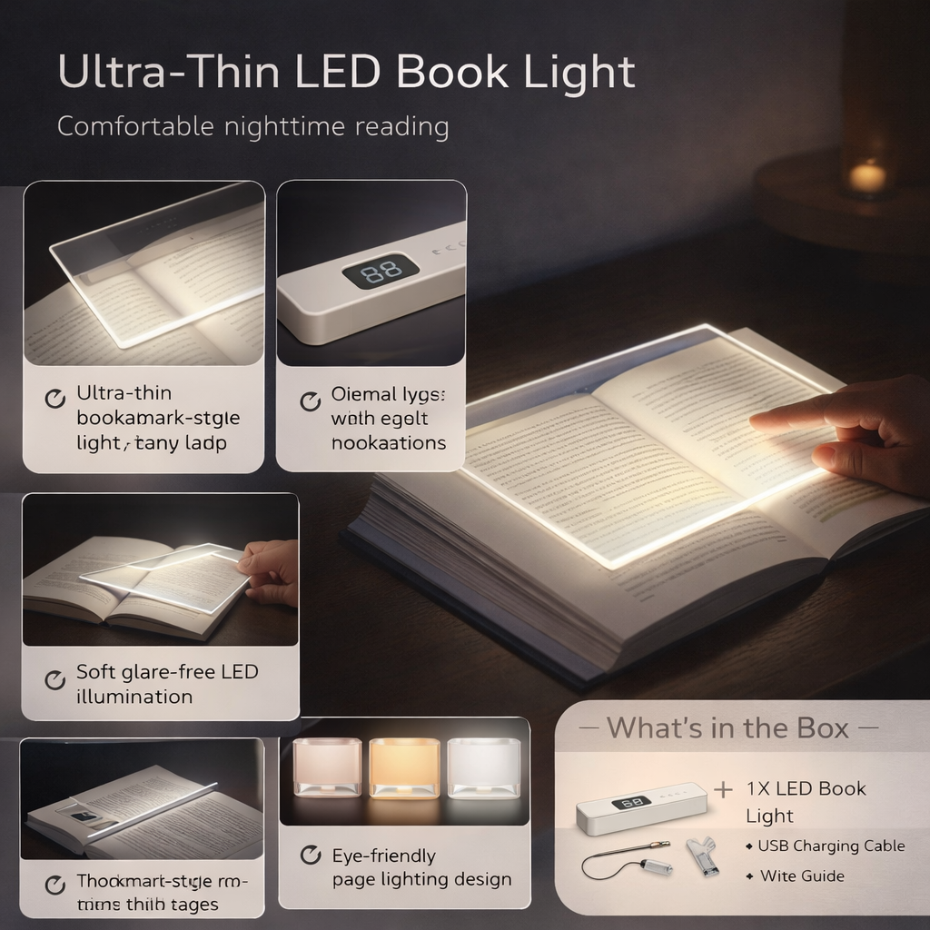 Ultra-Thin USB Rechargeable LED Book Reading Light