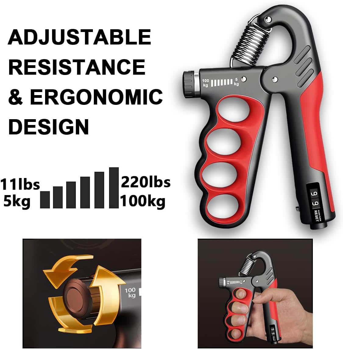 Unisex Adjustable Grip Strength Trainer for Forearm Workout