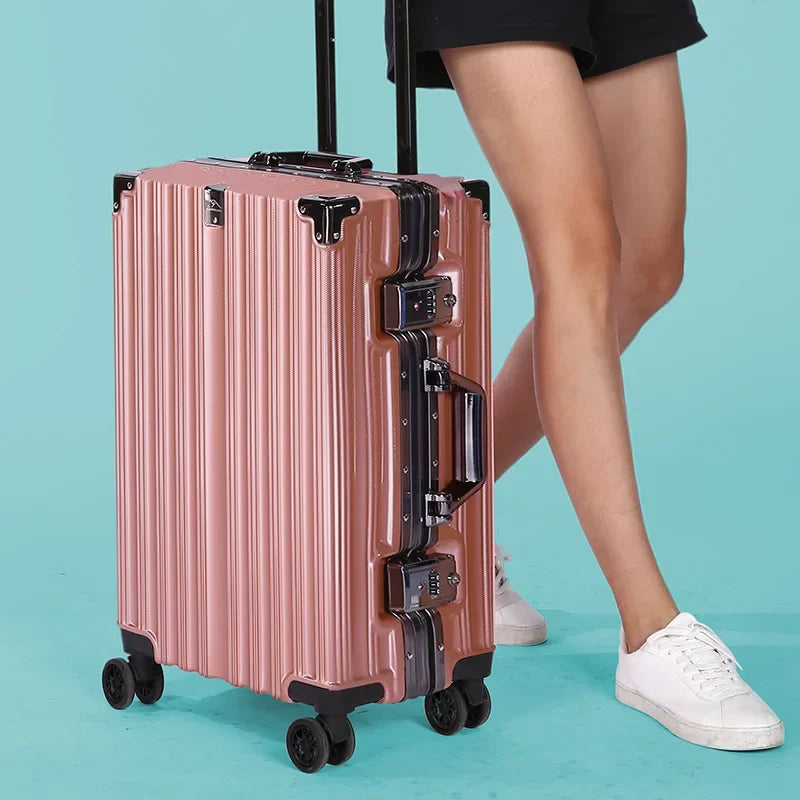Unisex Aluminum Frame Hardshell Travel Suitcase - Secure & Durable