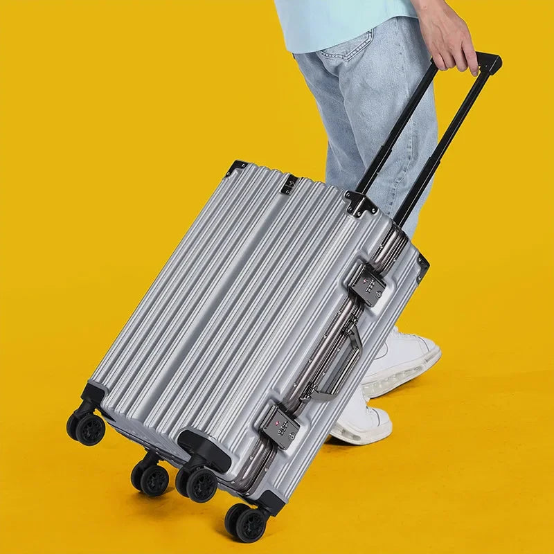 Unisex Aluminum Frame Hardshell Travel Suitcase - Secure & Durable