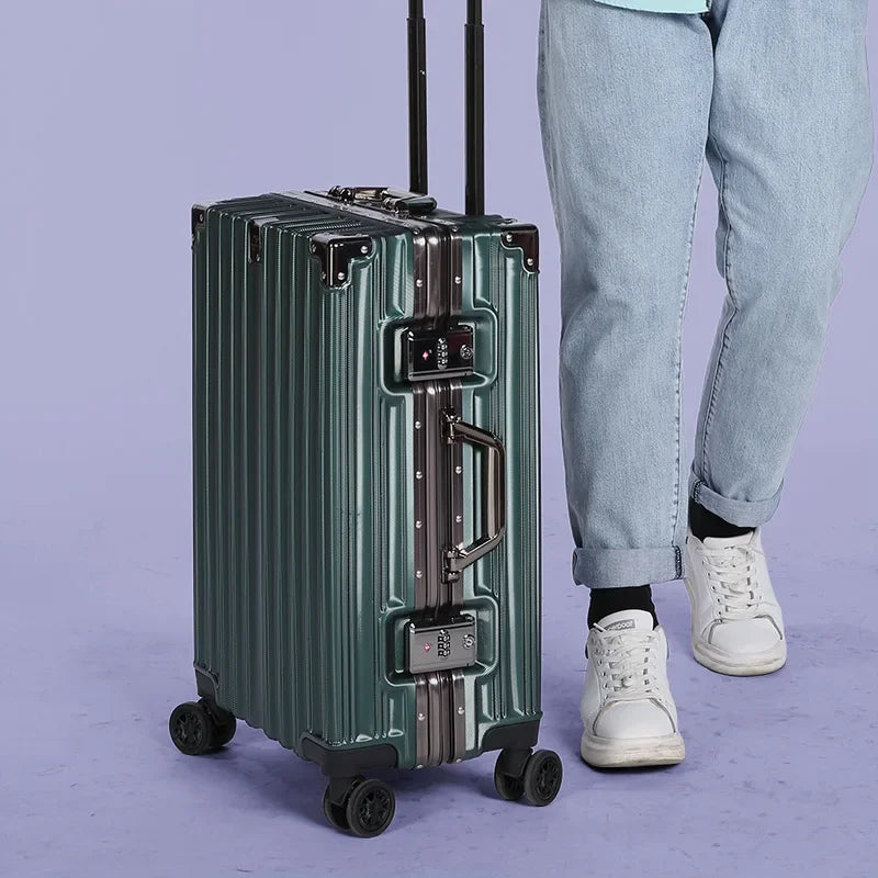 Unisex Aluminum Frame Hardshell Travel Suitcase - Secure & Durable