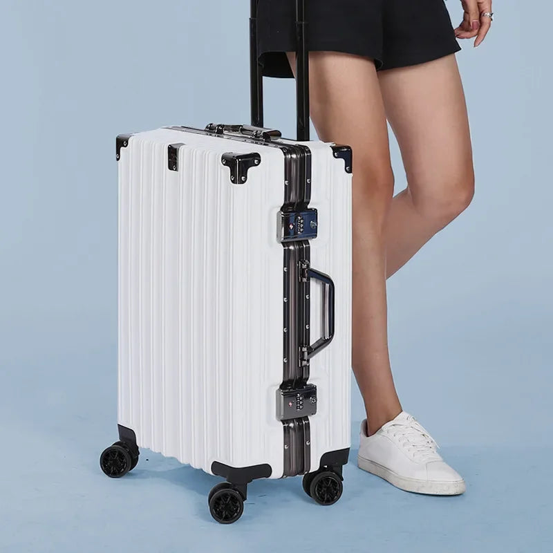 Unisex Aluminum Frame Hardshell Travel Suitcase - Secure & Durable
