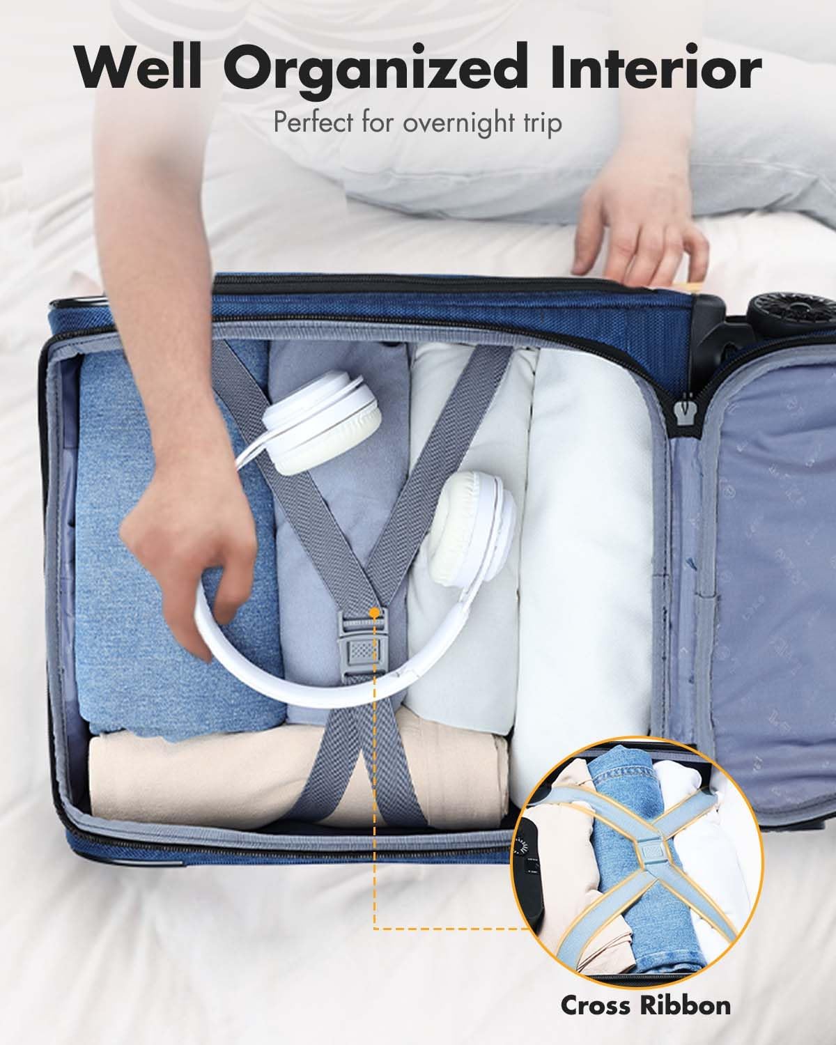 Unisex Carry-On Trolley with Spinner Wheels & Laptop Compartment – Compact Travel