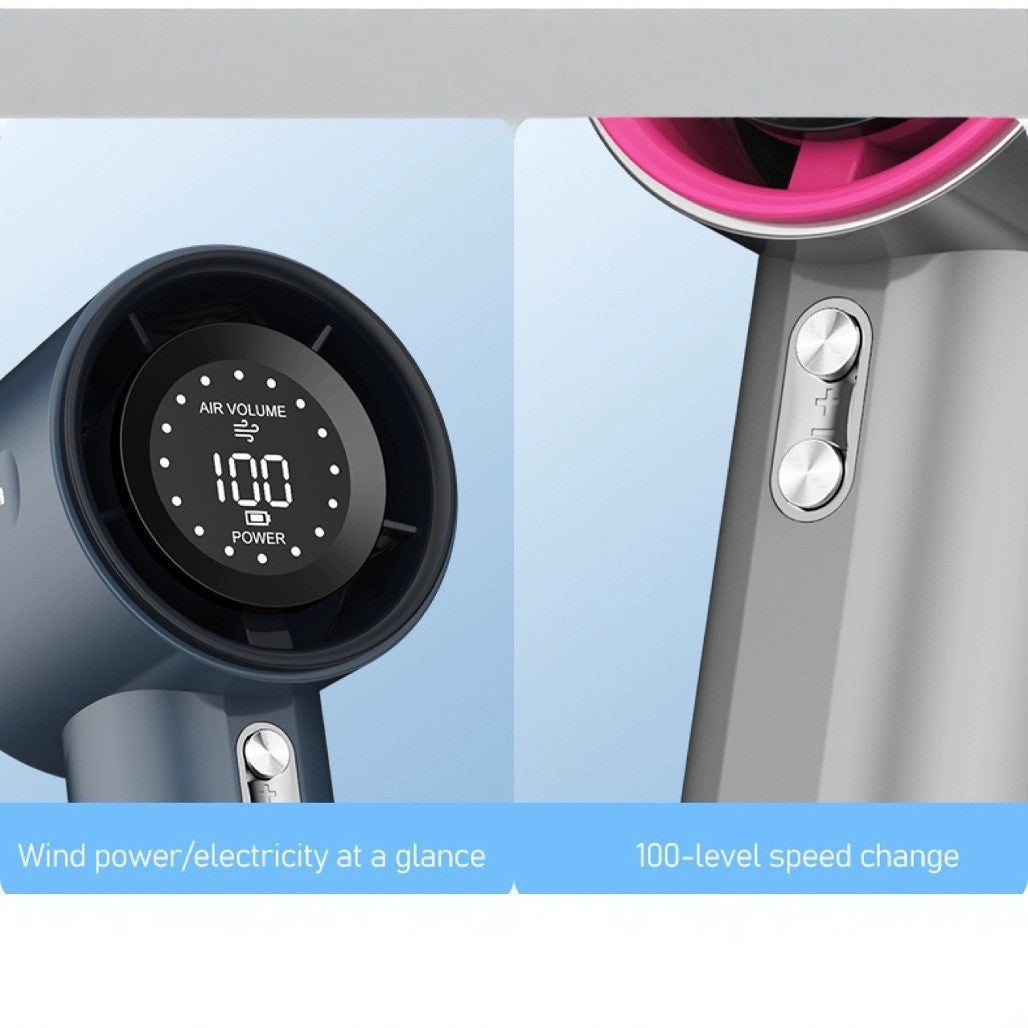 Unisex Compact Cordless High-Speed Hair Dryer with Digital Display, Adjustable Speed and Long-Lasting Battery