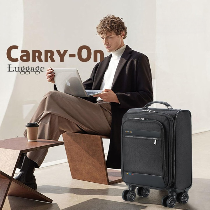 Unisex Expandable Carry-On Suitcase with Spinner Wheels