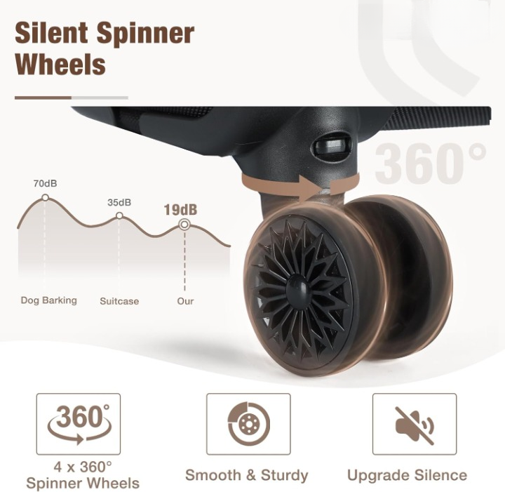 Unisex Expandable Carry-On Suitcase with Spinner Wheels