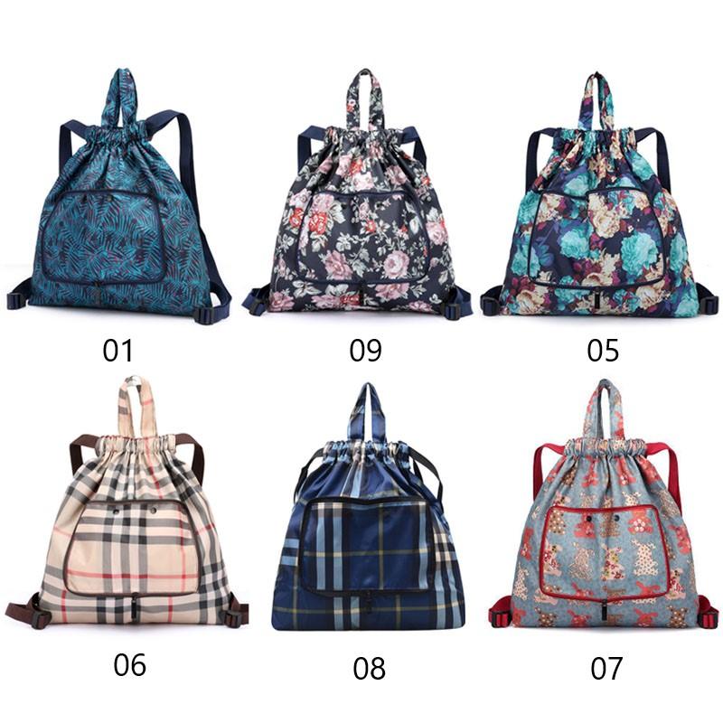 Unisex Foldable Drawstring Backpack with Waterproof Surface