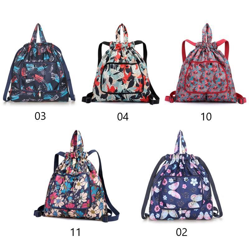 Unisex Foldable Drawstring Backpack with Waterproof Surface