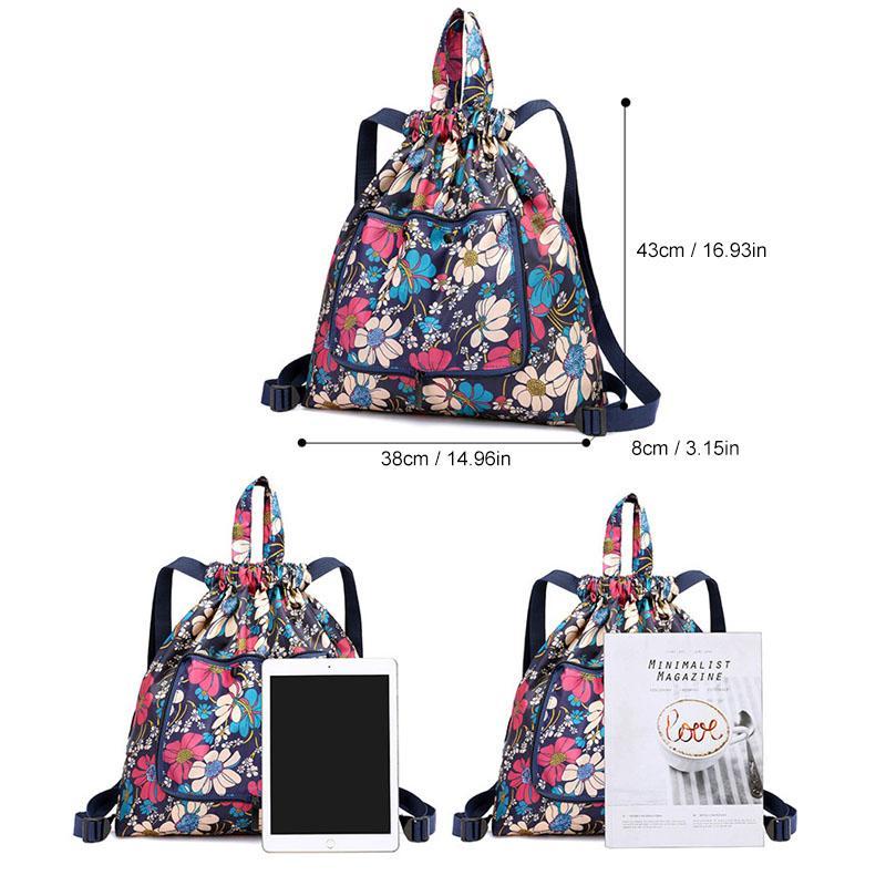 Unisex Foldable Drawstring Backpack with Waterproof Surface