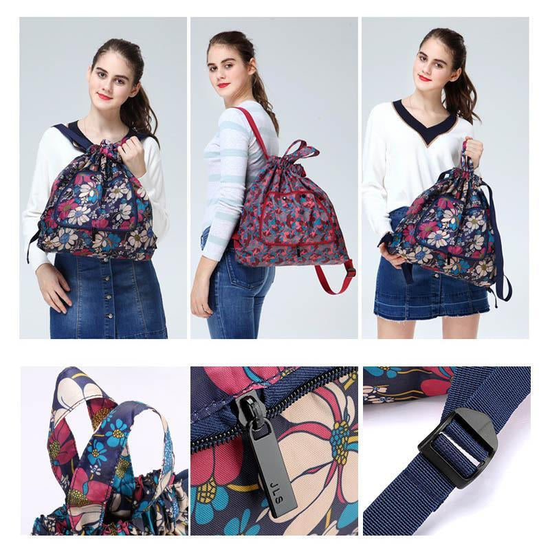 Unisex Foldable Drawstring Backpack with Waterproof Surface