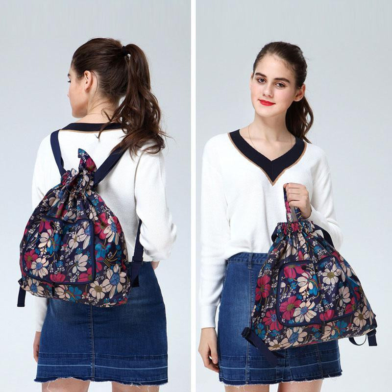 Unisex Foldable Drawstring Backpack with Waterproof Surface