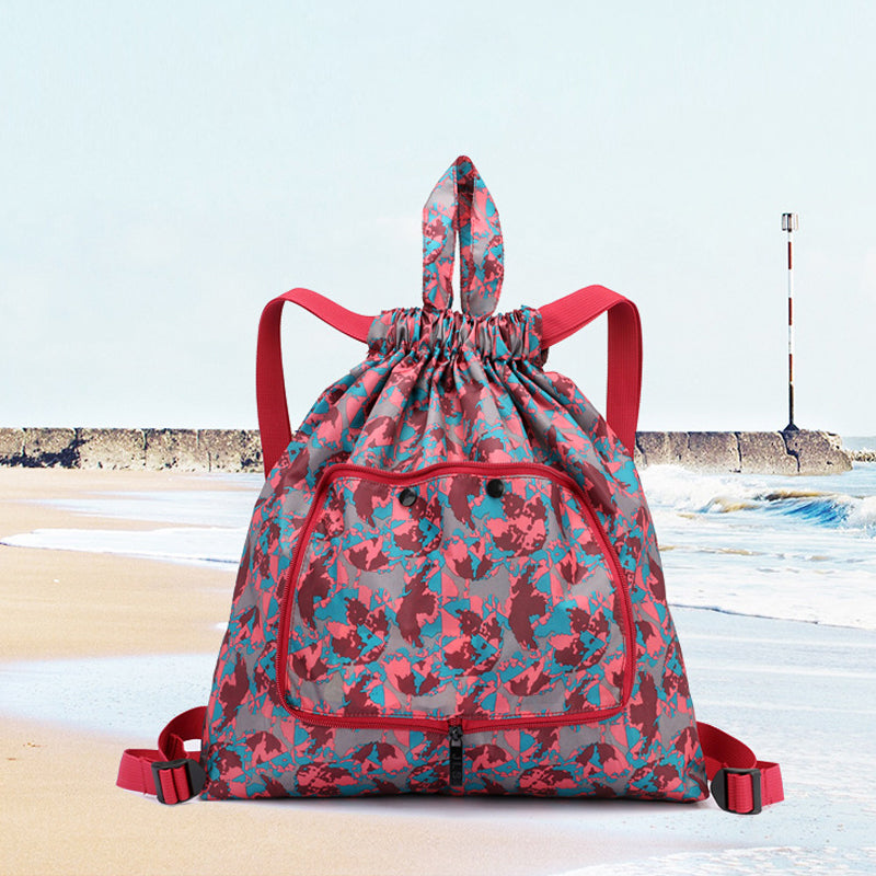 Unisex Foldable Drawstring Backpack with Waterproof Surface