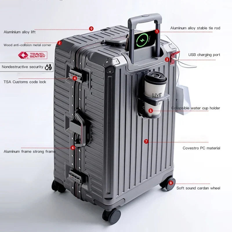 Unisex Hard Shell Travel Suitcase with Wide Grip Handle