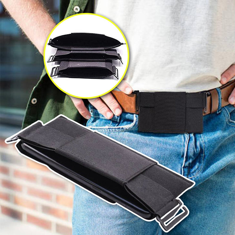 Unisex Hidden Mini Belt Wallet in Black