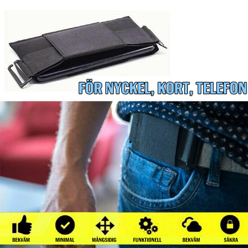 Unisex Hidden Mini Belt Wallet in Black