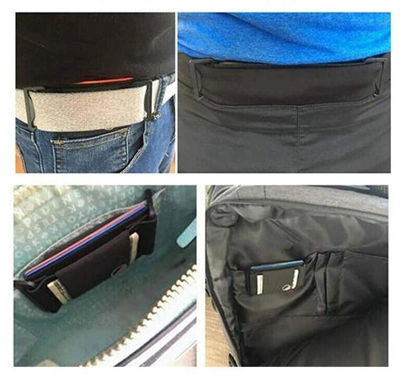 Unisex Hidden Mini Belt Wallet in Black
