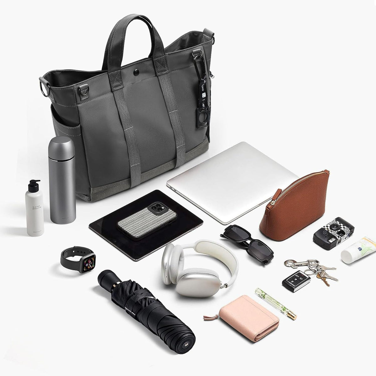 Unisex Laptop Tote Bag with Multiple Compartments and Adjustable Strap