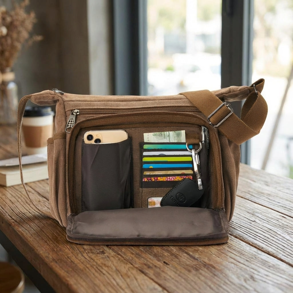 Unisex RFID-Blocking Messenger Bag - Secure & Organized
