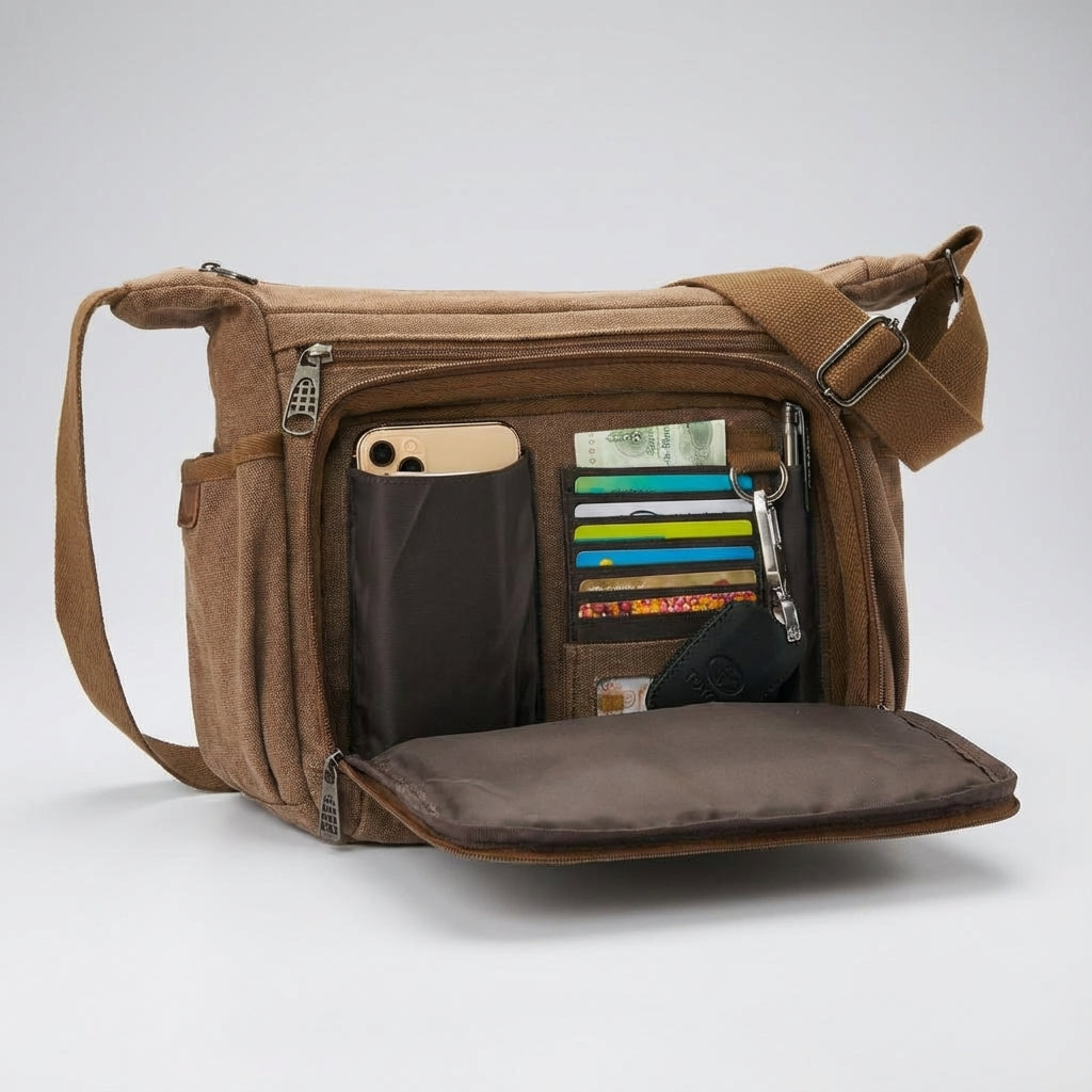 Unisex RFID-Blocking Messenger Bag - Secure & Organized