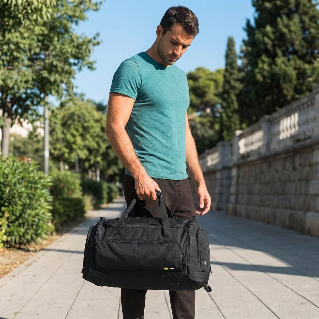 Unisex Spacious Travel Duffel Bag with Multiple Compartments and Shoe Pocket