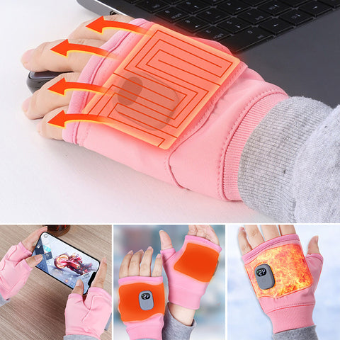 Unisex USB Rechargeable Heated Fingerless Winter Gloves