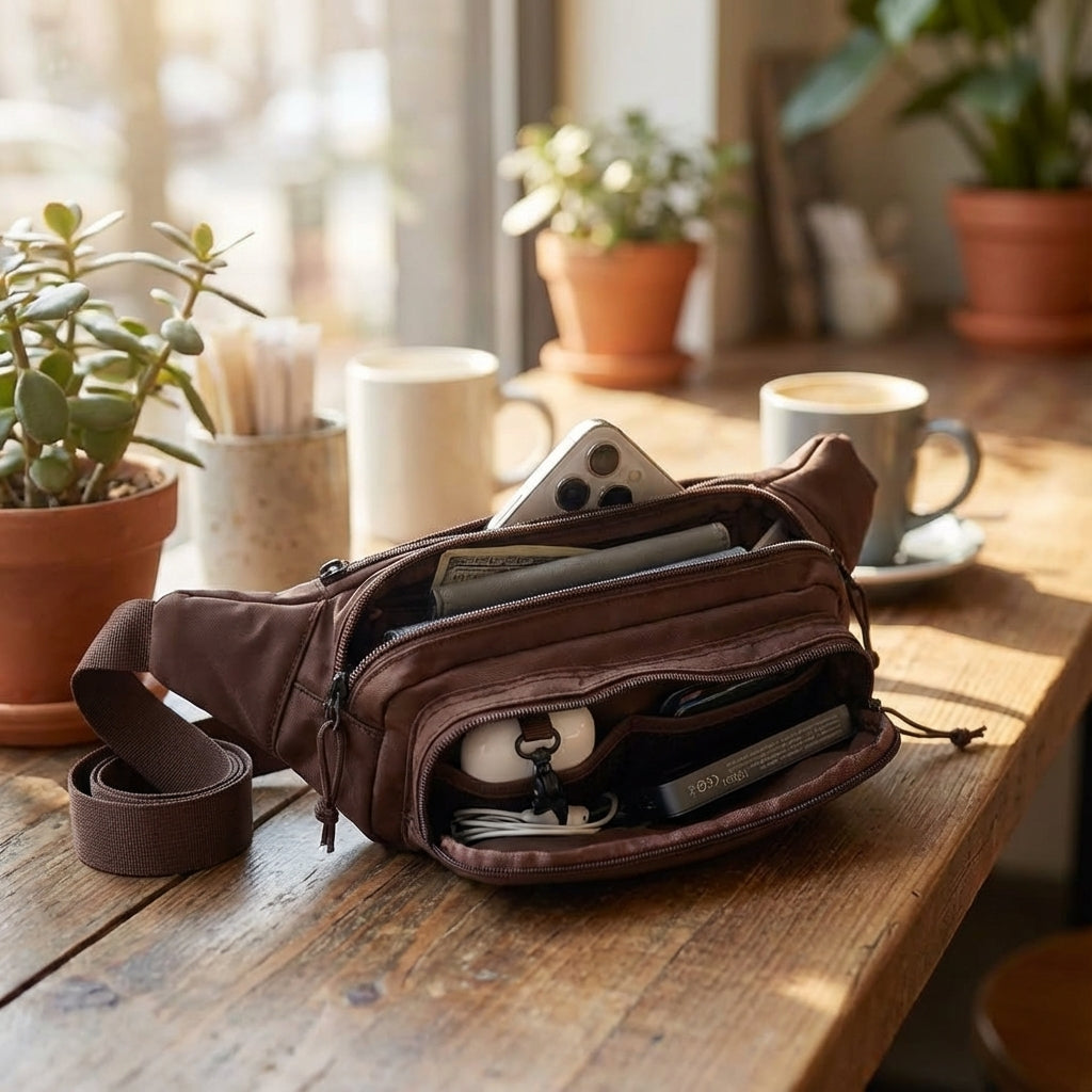Unisex Waist Bag with Multiple Zipper Pockets for Optimal Organization