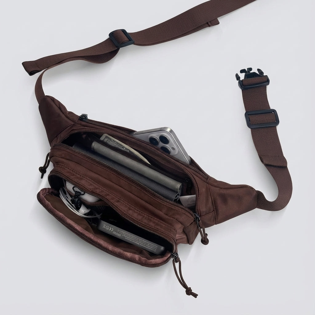 Unisex Waist Bag with Multiple Zipper Pockets for Optimal Organization