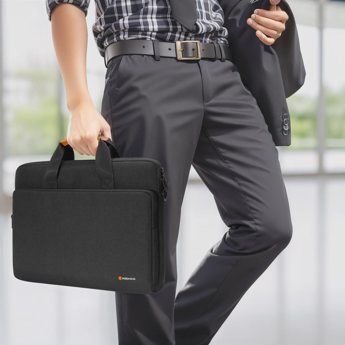 Unisex Water-Resistant Laptop Shoulder Bag with 360° Protection